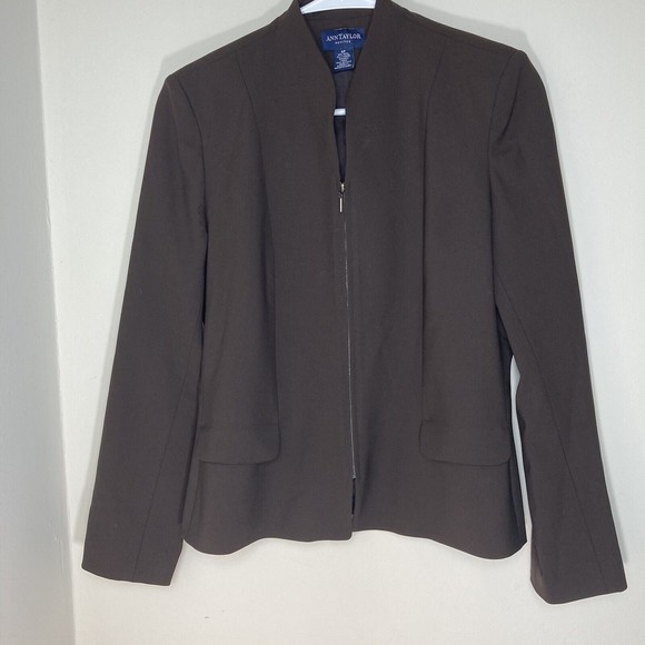 Ann Taylor Long Sleeve Single-Button Blazer - Chocolate Brown - Size 6P Petite - Picture 1 of 12